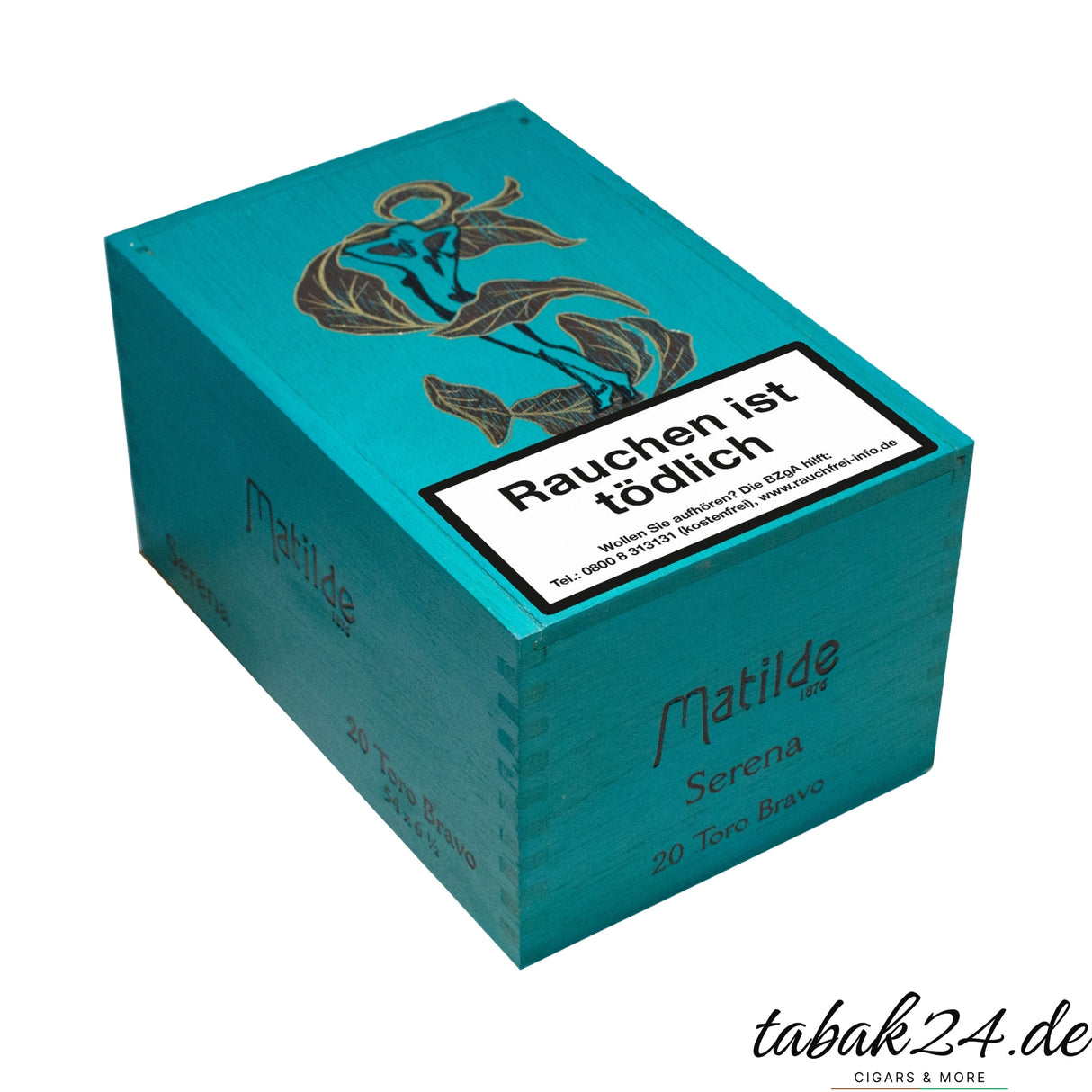 Matilde Serena Toro Bravo geschlossene Kiste in Türkis mit goldener Prägung