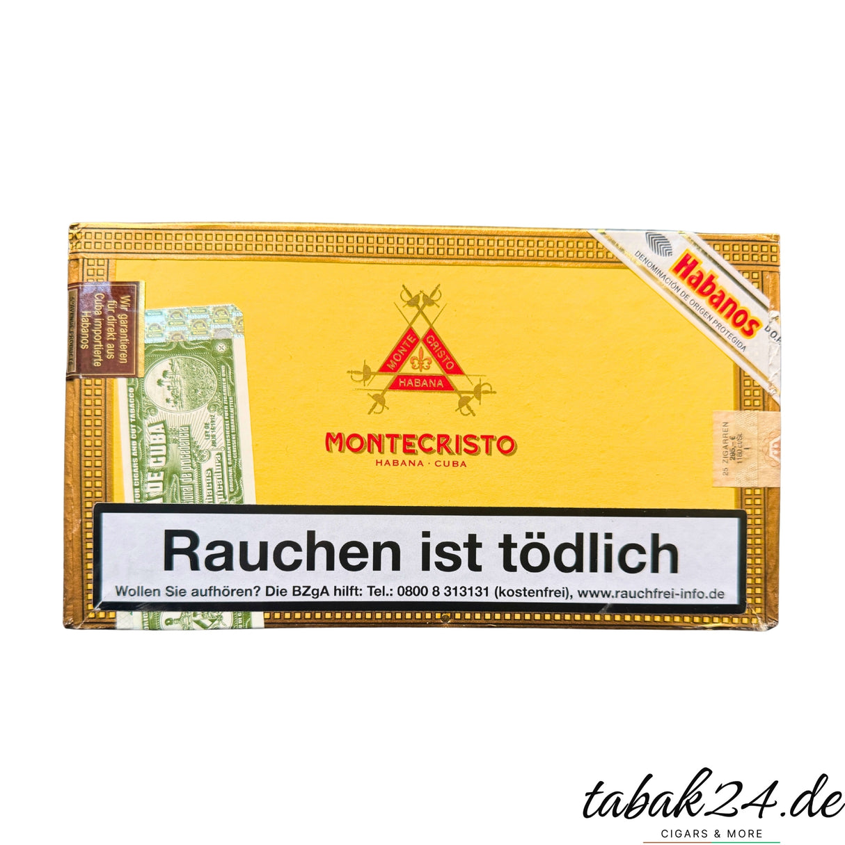 Montecristo No. 5 25er-Kiste mit klassischem gelben Montecristo-Kistendesign
