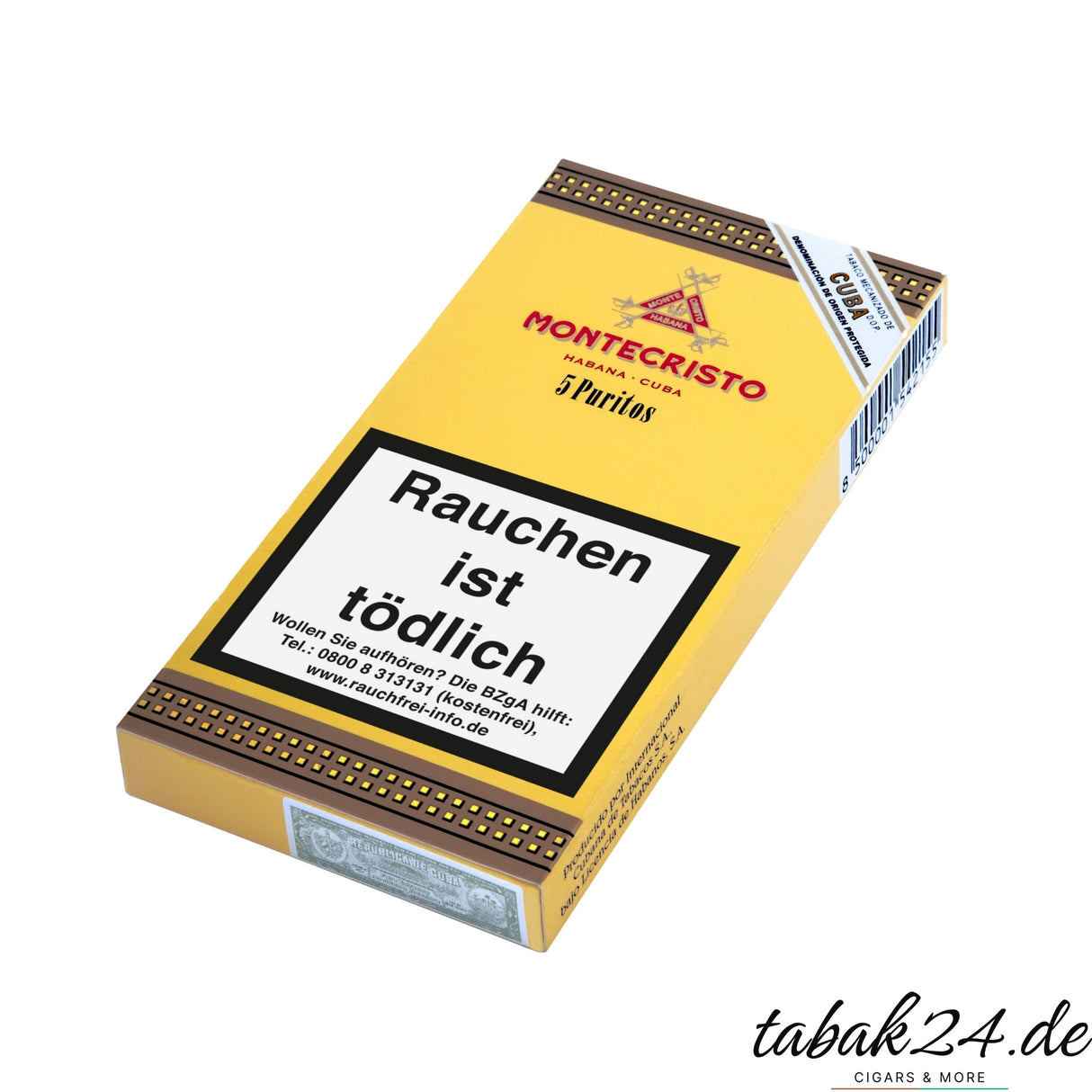 Montecristo Puritos – kubanische Zigarillos mit Holz-, Leder- und Süßnoten, ideal für kurze, aromatische Genussmomente.