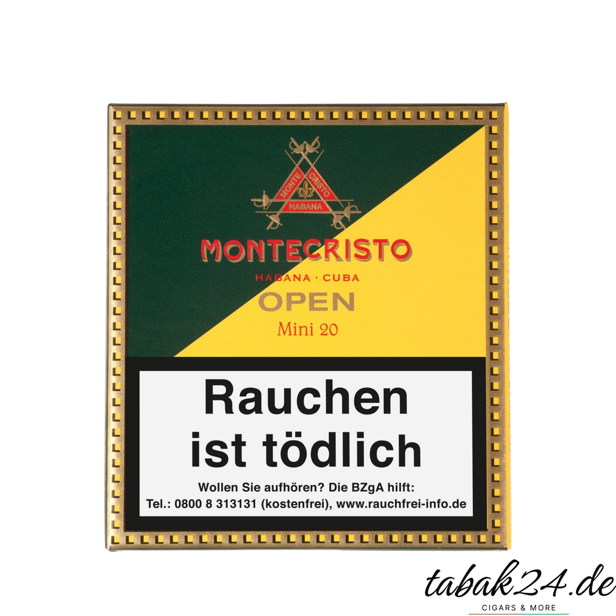 Montecristo Open Mini 20 – milde kubanische Zigarillos mit feinen Holz- und Nussaromen.