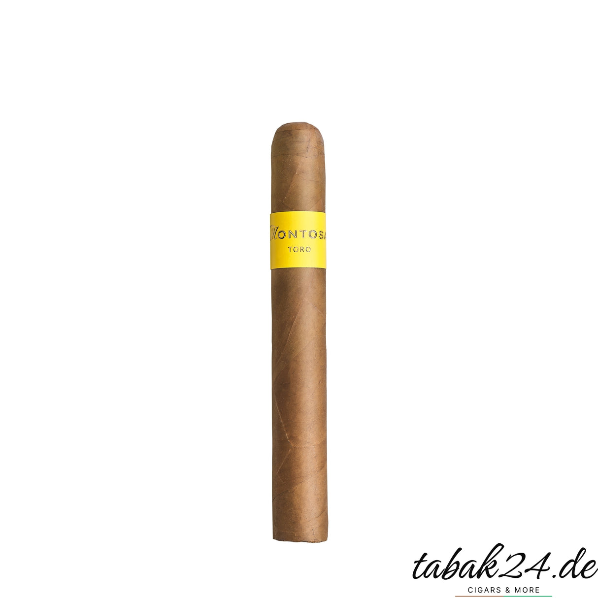 Einzelne Montosa Amarillo Toro Zigarre auf weißem Hintergrund