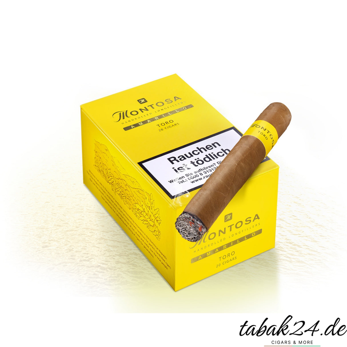 Montosa Toro auf gelber Kiste mit brennender Spitze