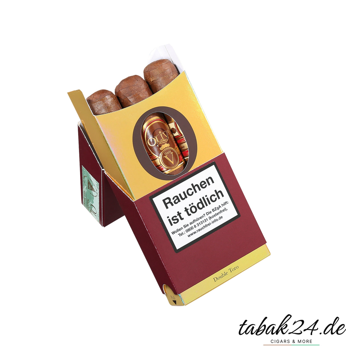 Oliva Serie V Double Toro – 3er-Etui in burgunderroter Kartonverpackung