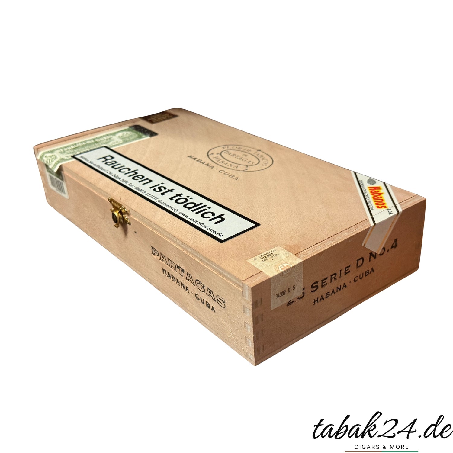 Partagás D4 Zigarrenkiste – Seitenansicht mit Habanos-Siegel