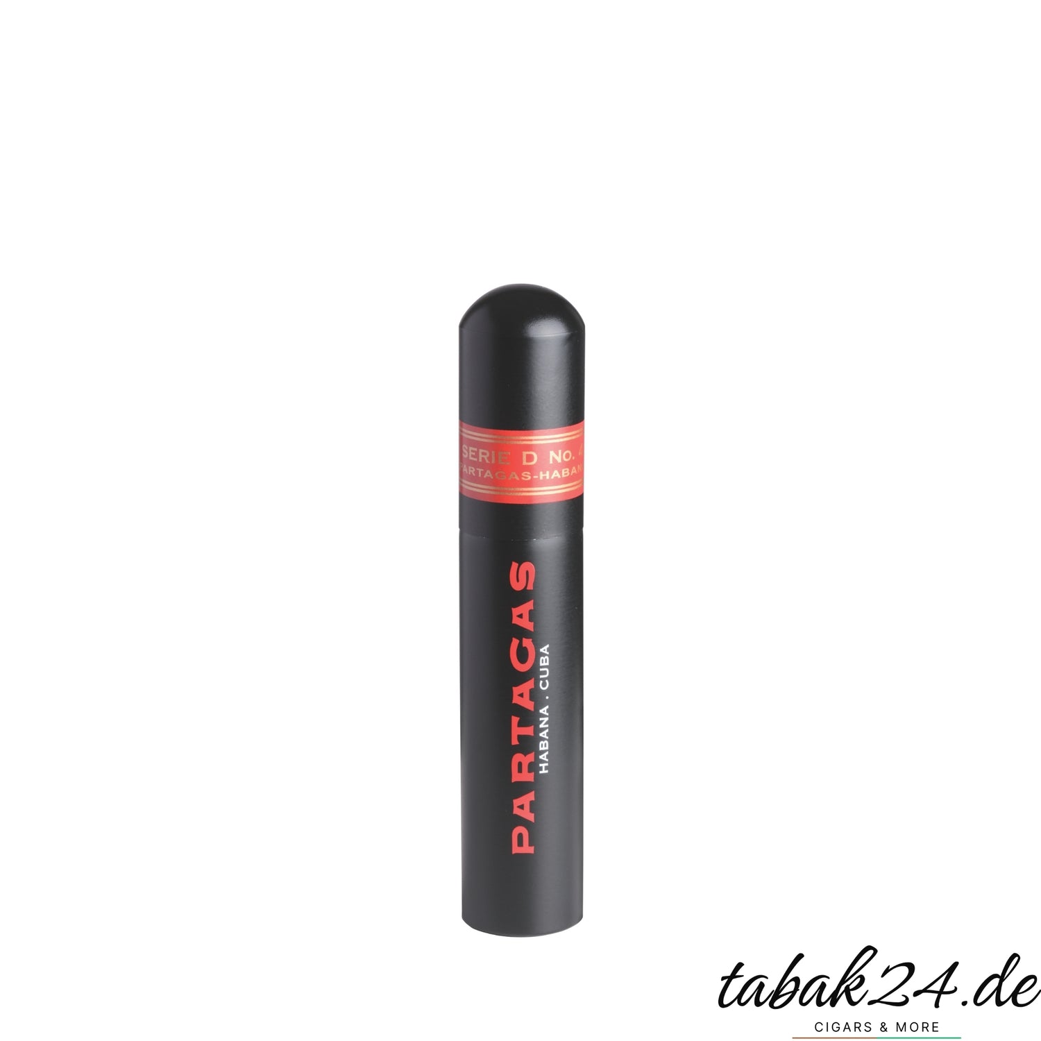 Partagás Serie D No. 4 im schwarzen Aluminium-Tubo mit rotem Branding