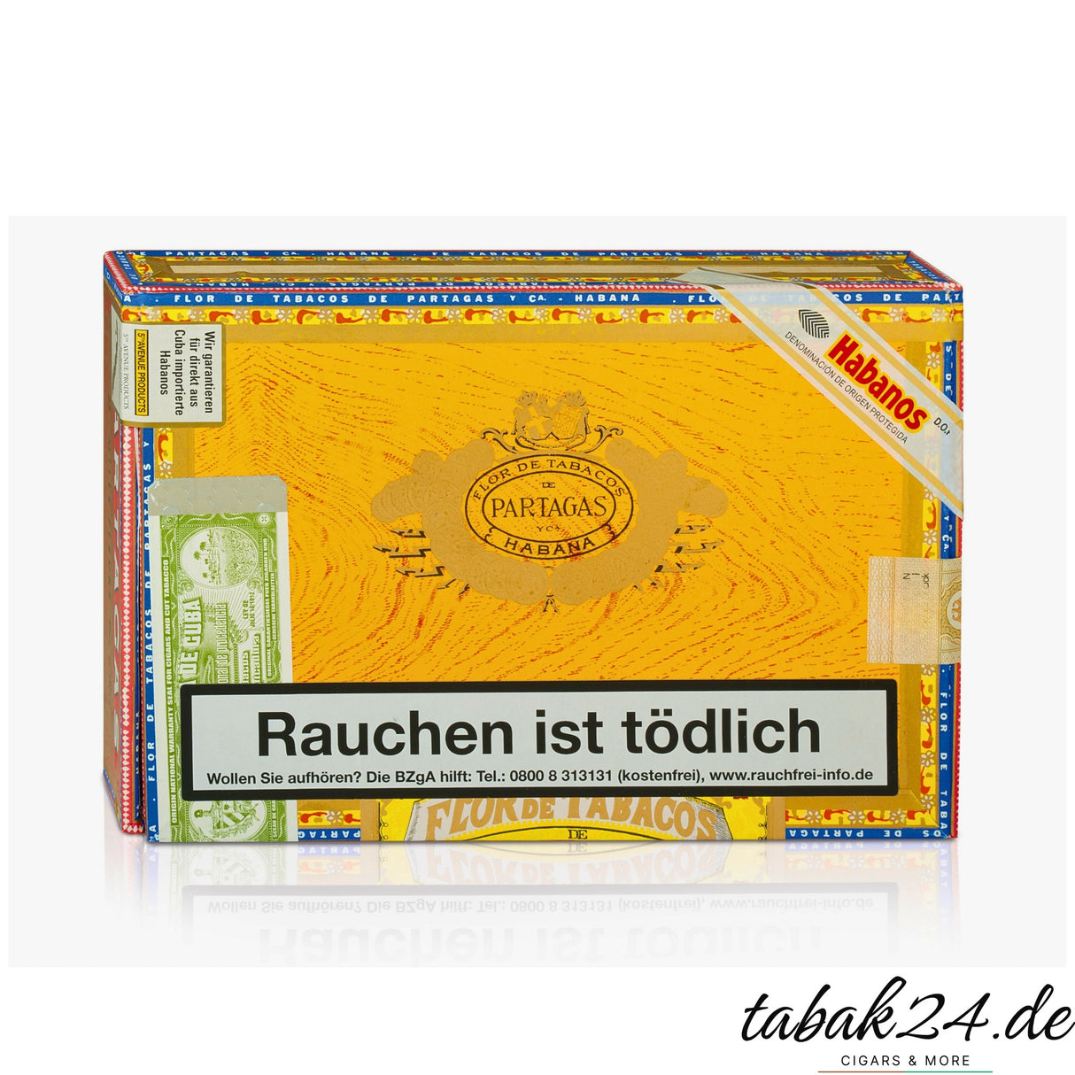 Partagás Mille Fleurs 25er-Kiste kubanischer Zigarren im gelben Partagás-Kistendesign