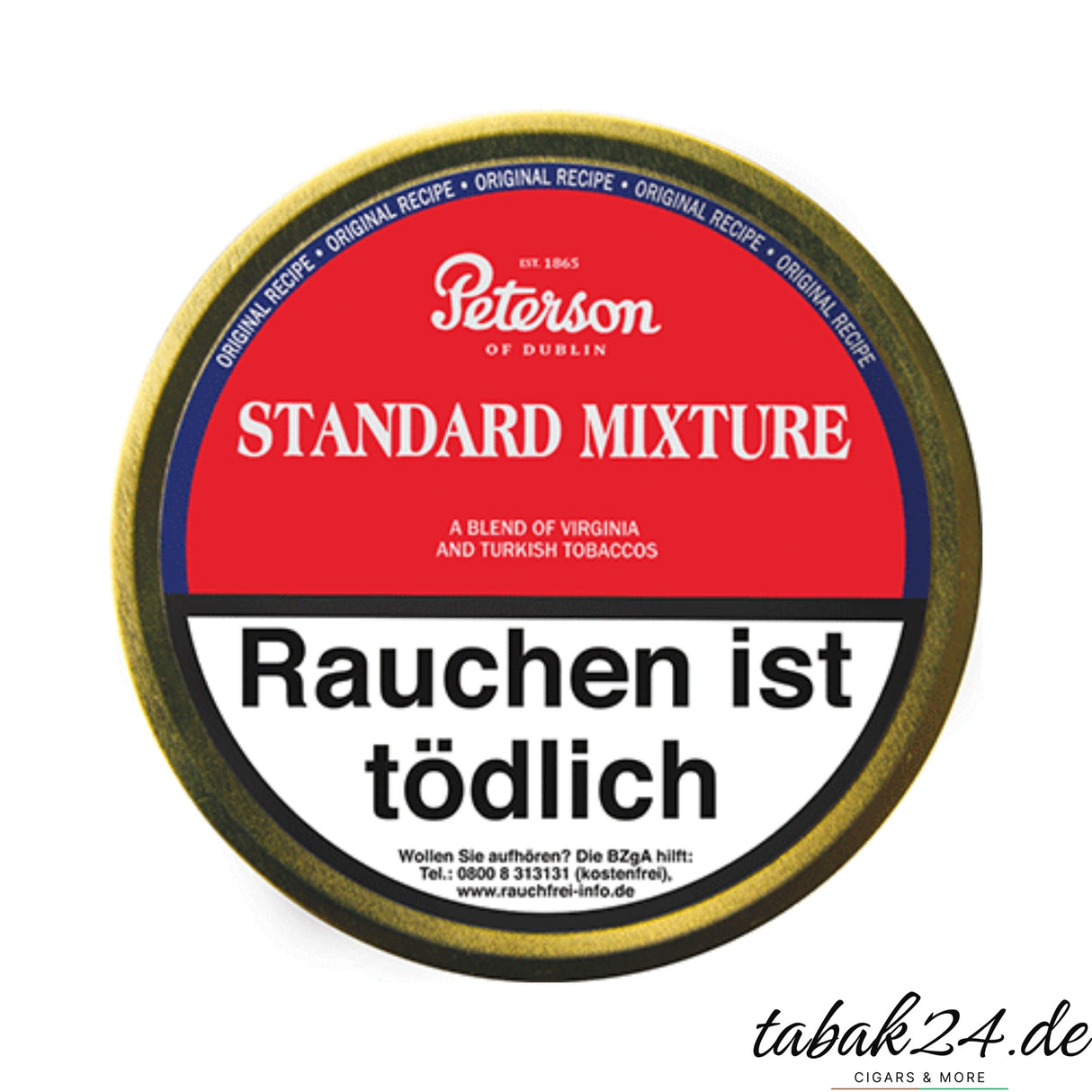 Peterson Standard Mixture Pfeifentabakdose in Rot mit Warnhinweis