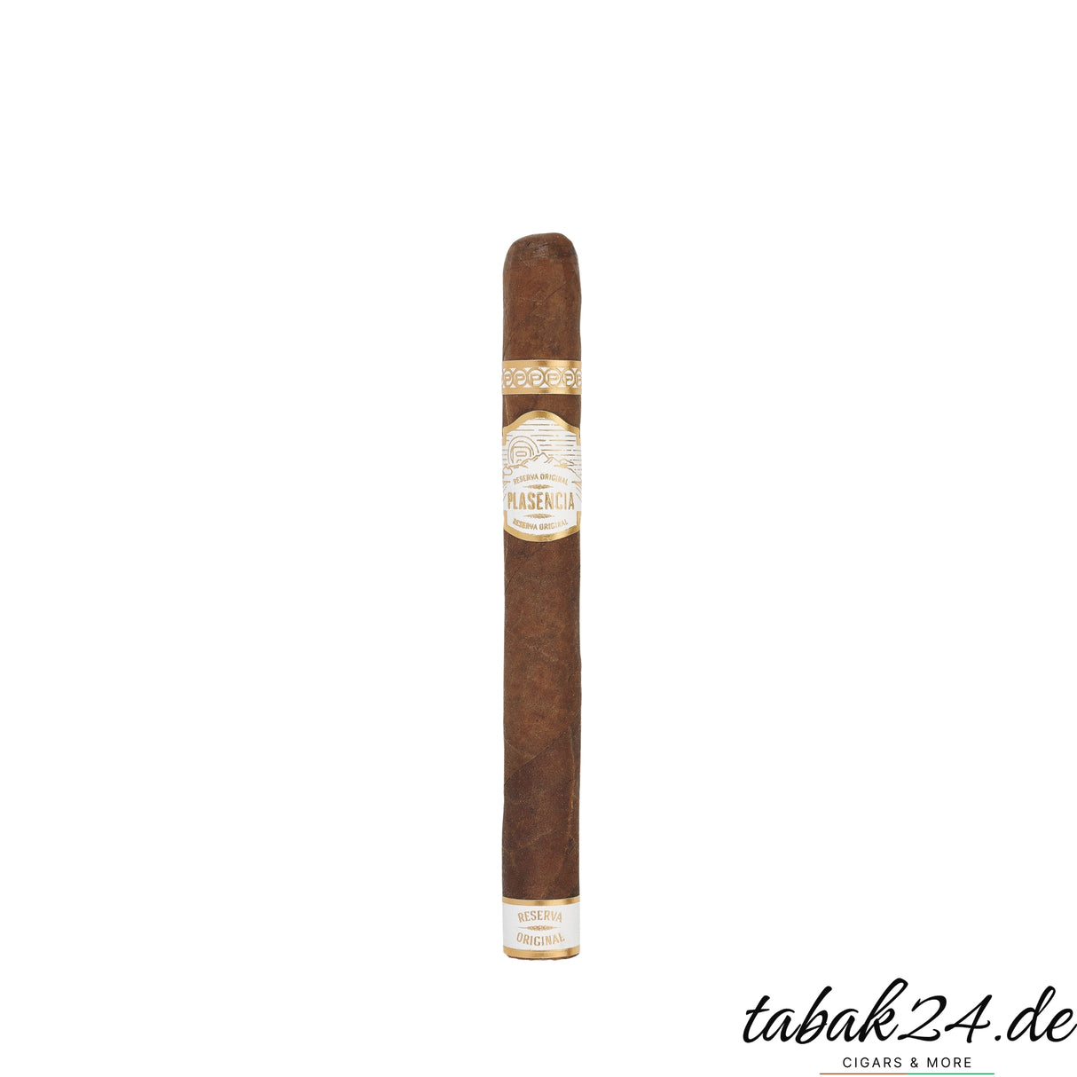 Einzelne Plasencia Reserva Original Corona Zigarre freigestellt im schlanken Format