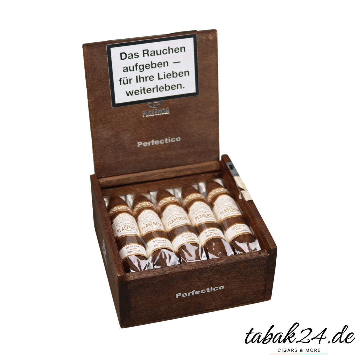 ffene Kiste Plasencia Reserva Original Perfectico mit 10 Zigarren im Figurado-Format