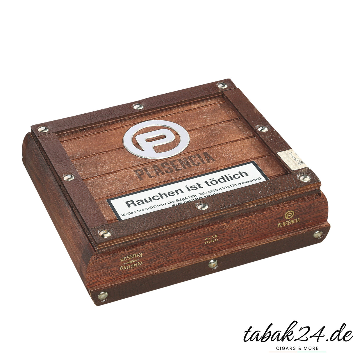Plasencia Reserva Original Toro Zigarrenkiste geschlossen mit Metallapplikation