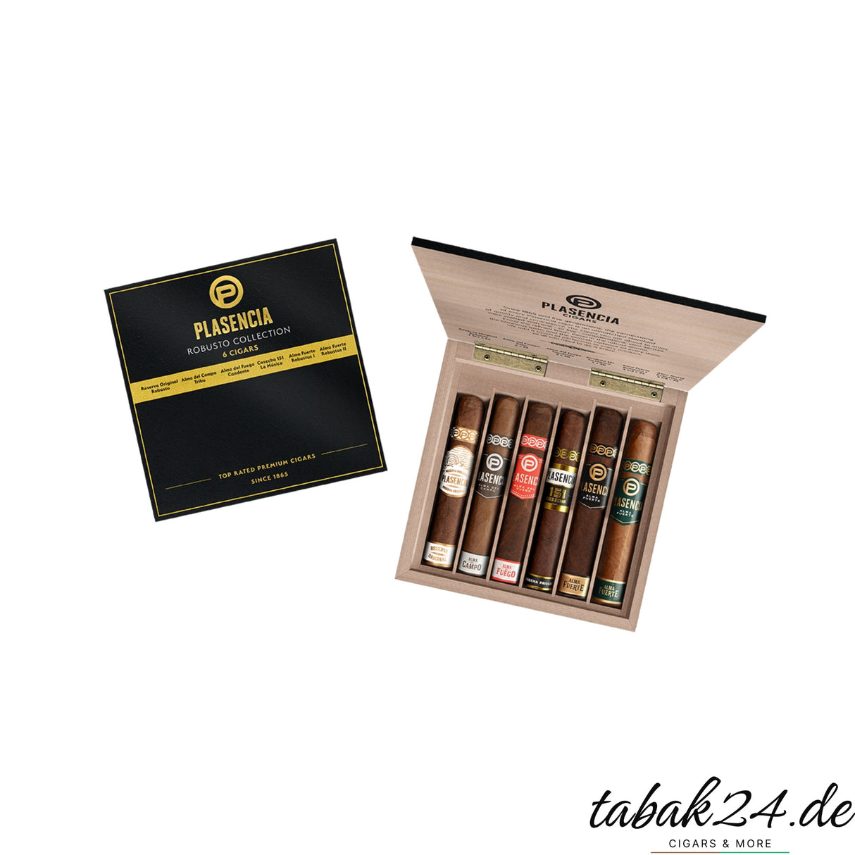 Plasencia Robusto Collection Verpackung und offener Zigarrensampler
