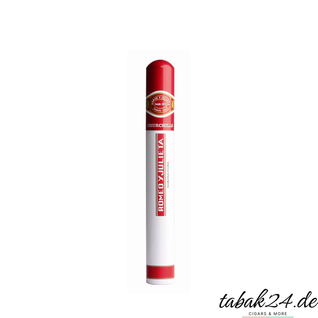 Romeo y Julieta Churchill A/T – kubanische Premium-Zigarre im Aluminium-Tubo mit mittelkräftigem, komplexem Aroma.