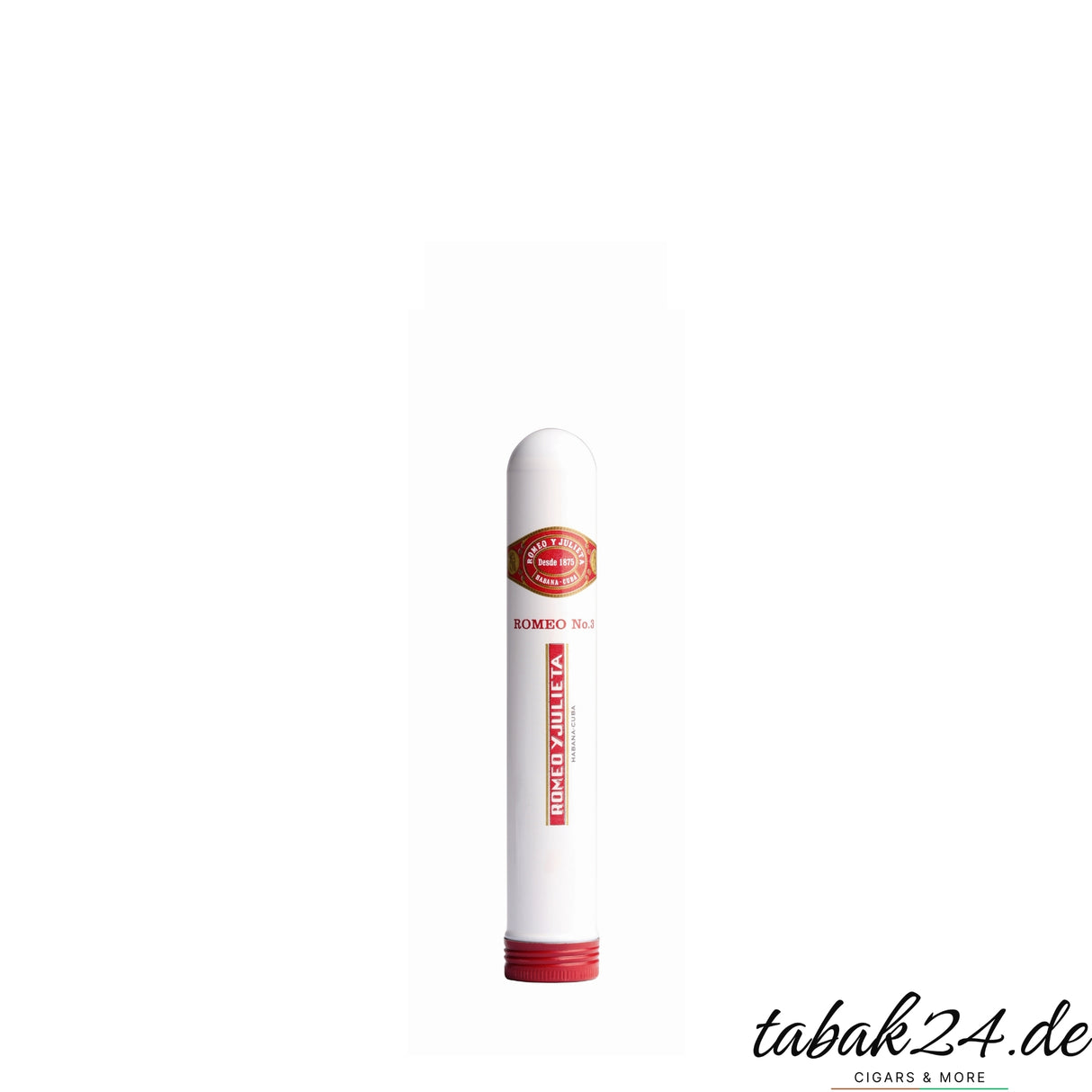 Romeo y Julieta No. 3 Zigarre im weißen Aluminiumtubo mit rotem Schraubdeckel