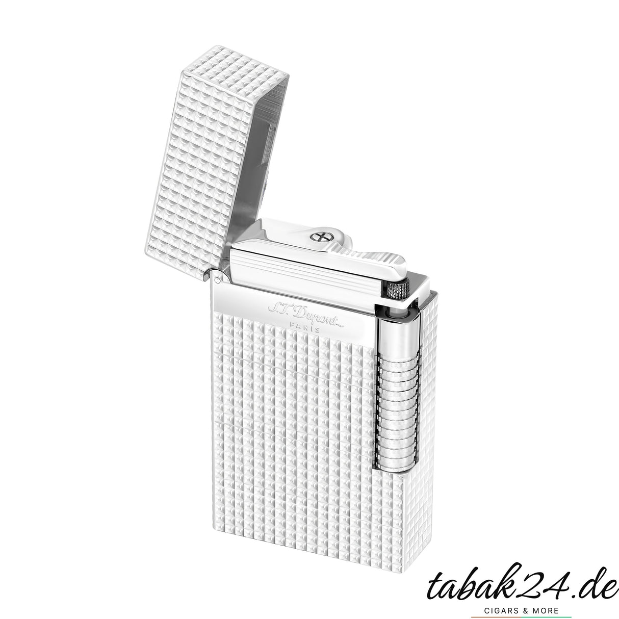 S.T. Dupont Le Grand Diamond Head Palladium Feuerzeug geöffnet
