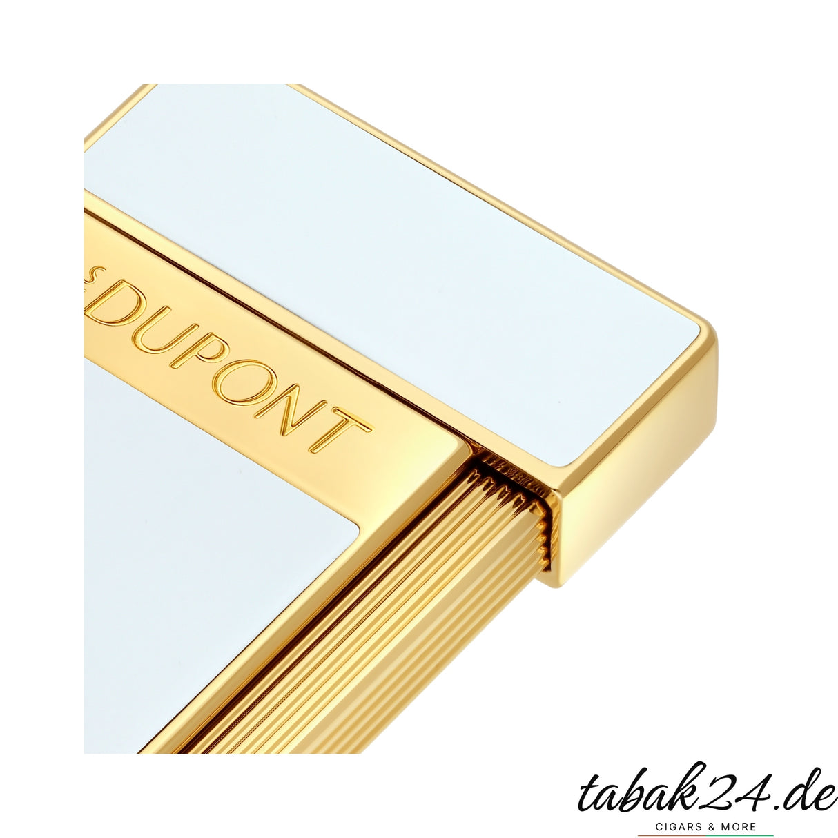 S.T. Dupont Slimmy weiß goldenes Feuerzeug Zoomansicht