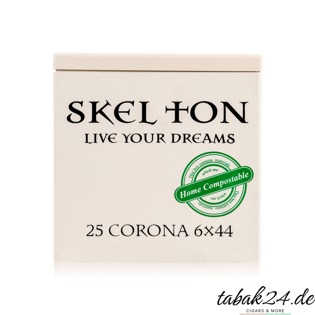 Skelton Live Your Dreams Corona Zigarrenkiste mit 25 Stück Frontansicht