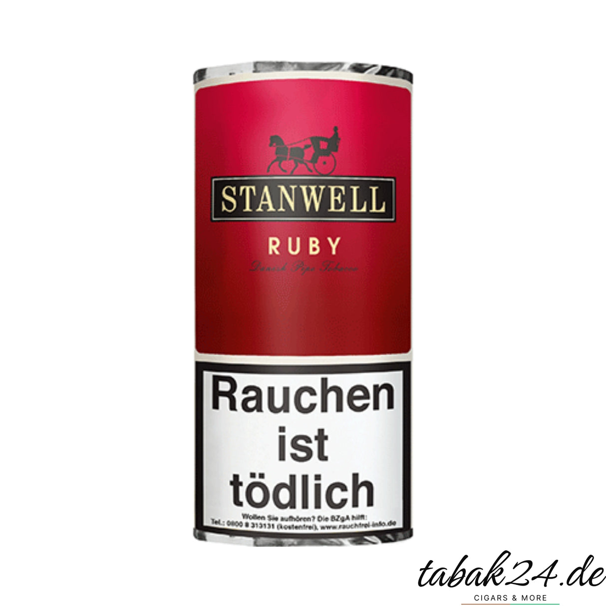 Stanwell Ruby Pfeifentabak im roten 40g Pouch mit Pferdekutsche und Kirsch-Aroma