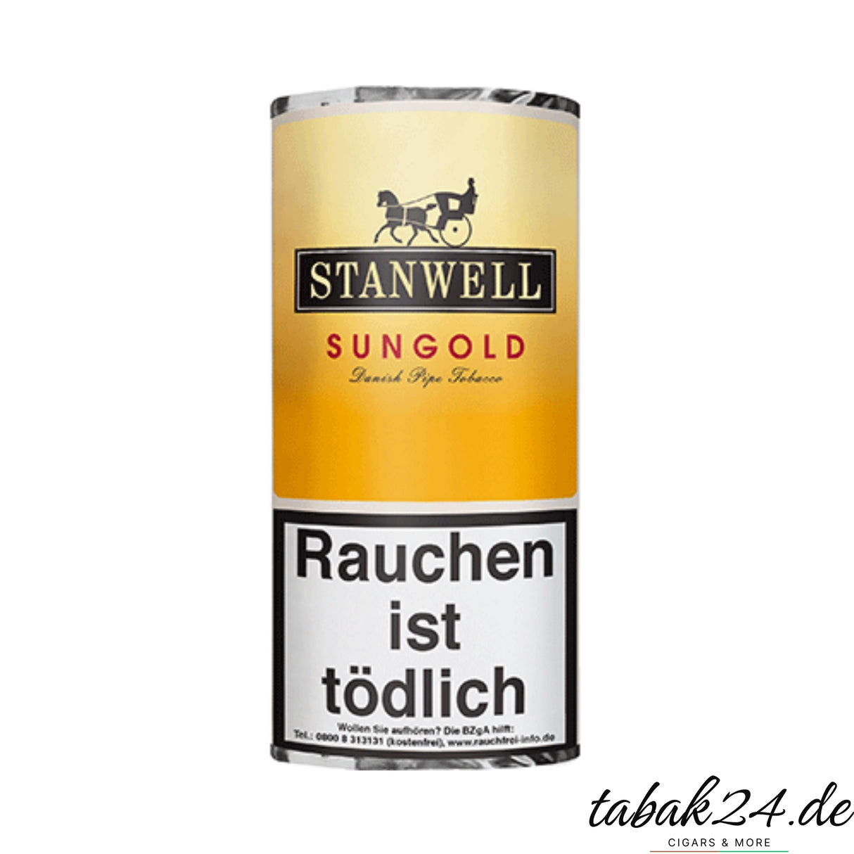 tanwell Sungold Pfeifentabak im 40g Pouch mit gelbem Verlauf und Pferdekutsche