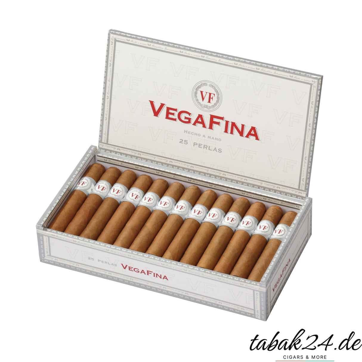 vegafina perla zigarren geöffnet in weißer 25er holzkiste