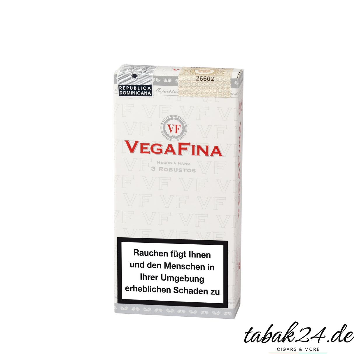 Dreierpack Vegafina Classic Robusto Zigarren in Cellophan-Verpackung
