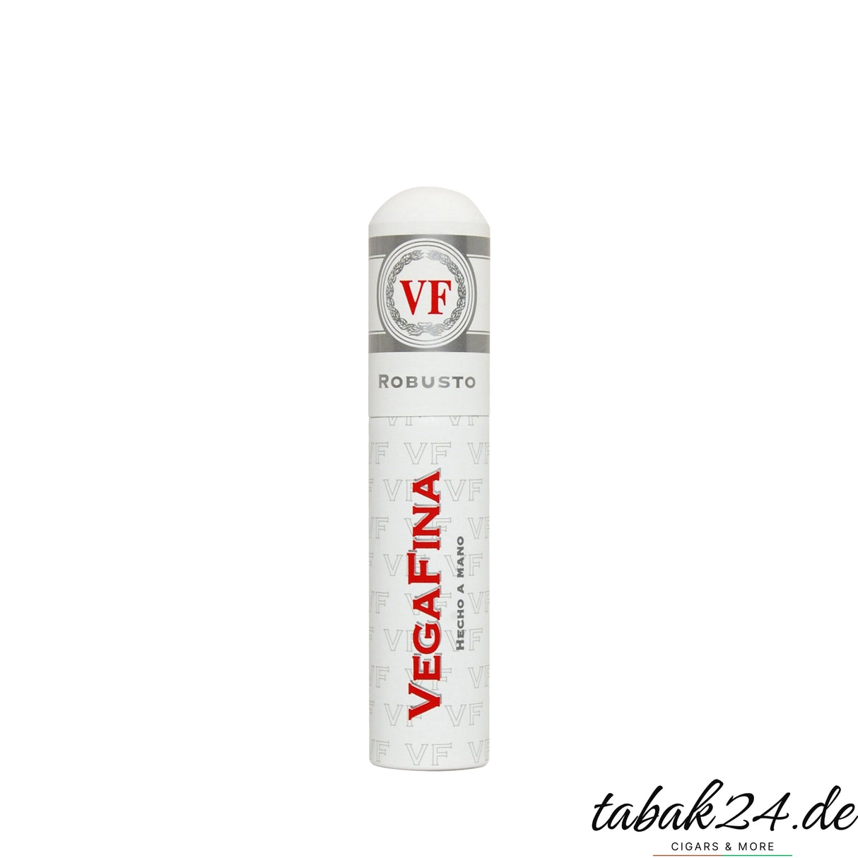 Vegafina Classic Robusto im weißen Tubo stehend fotografiert