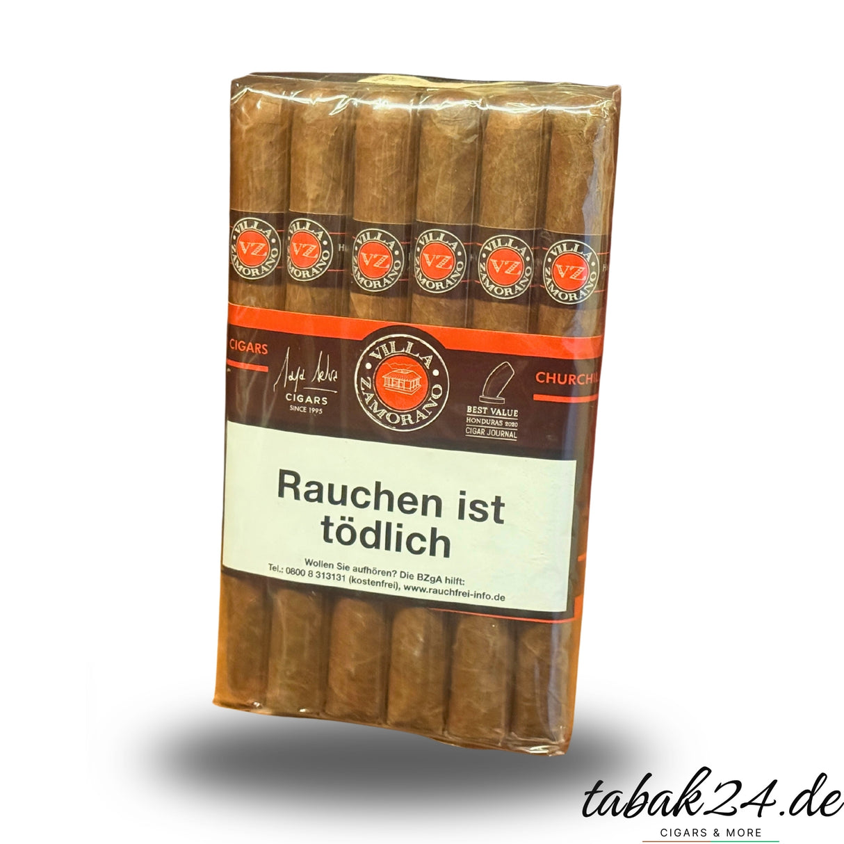 Villa Zamorano Classic Churchill – 20er-Bundle handgerollter Zigarren aus Honduras mit kräftigem Aroma