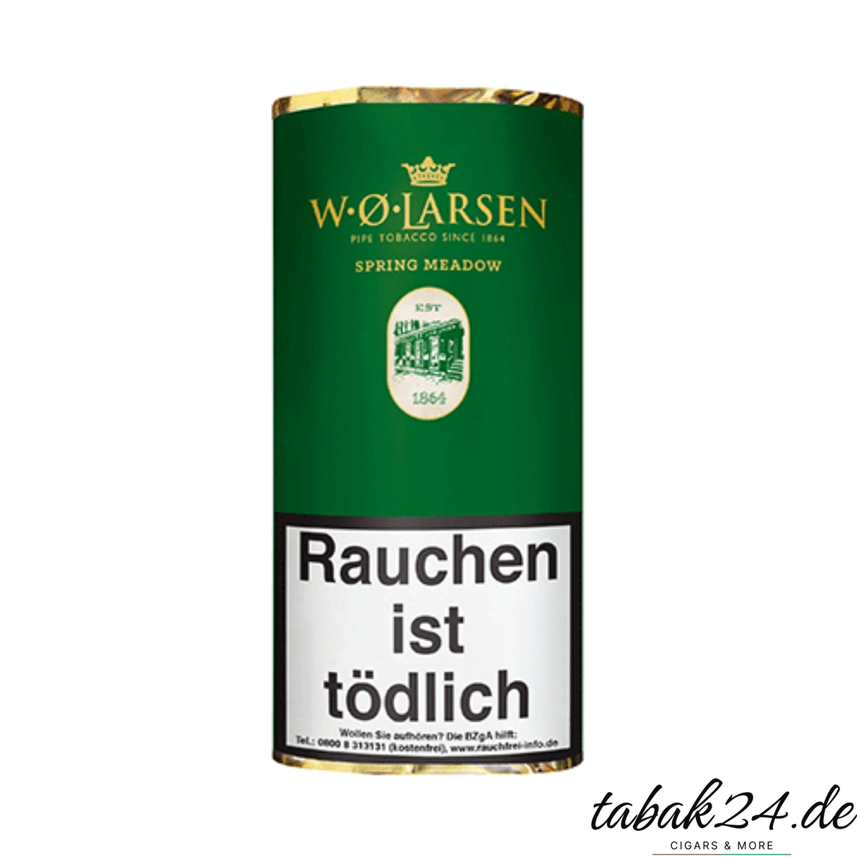 W.Ø. Larsen Spring Meadow, grünes 50g Päckchen auf weißem Hintergrund