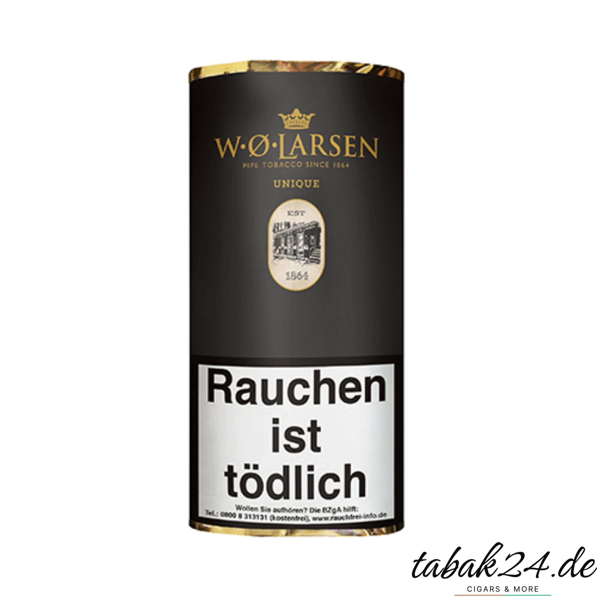 W.Ø. Larsen Unique Pfeifentabakbeutel in Schwarz mit goldener Prägung