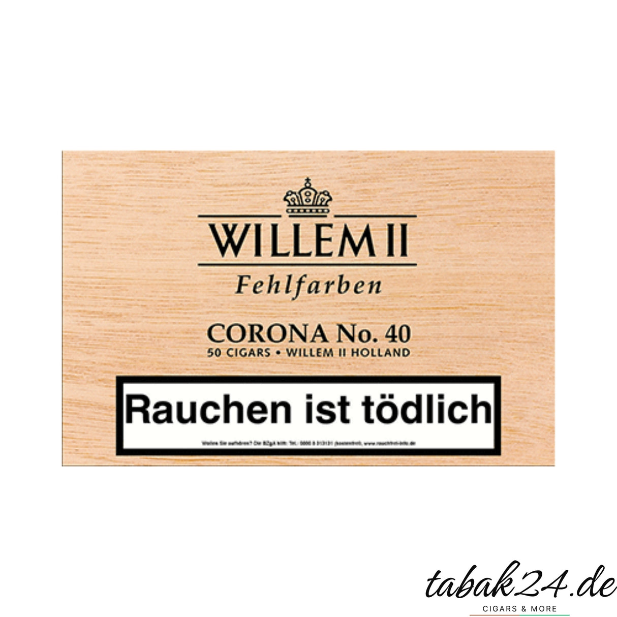 Zigarrenkiste Willem II Fehlfarben Corona No. 40 mit 50 Stück