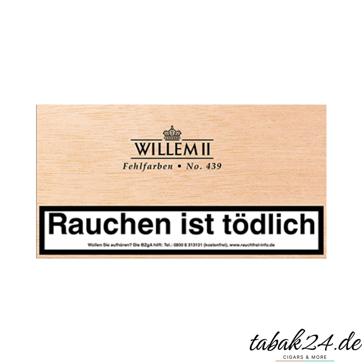 Willem II No. 439 Cigarillos in großer 100er-Holzkiste mit Warnhinweis
