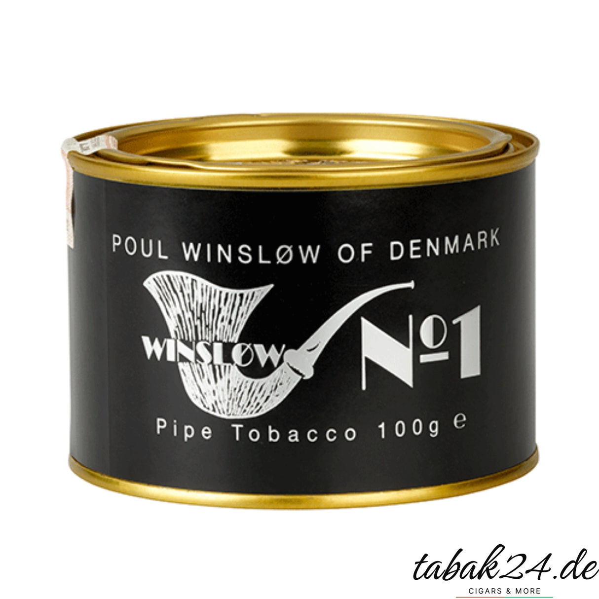 Winslow No. 1 Pfeifentabakdose in Schwarz mit goldfarbenem Deckel