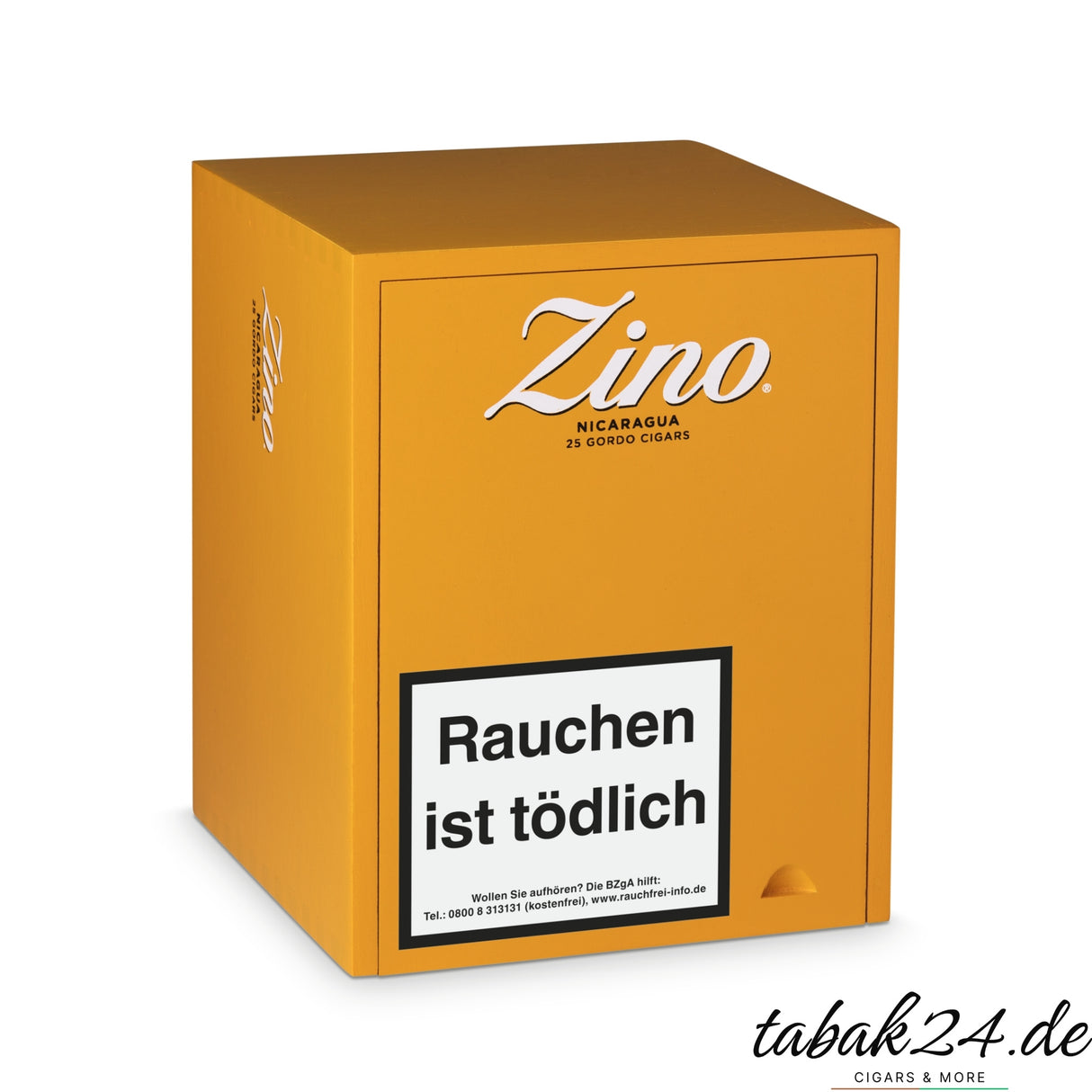Geschlossene Zino Nicaragua Gordo 25er Kiste im schrägen Winkel