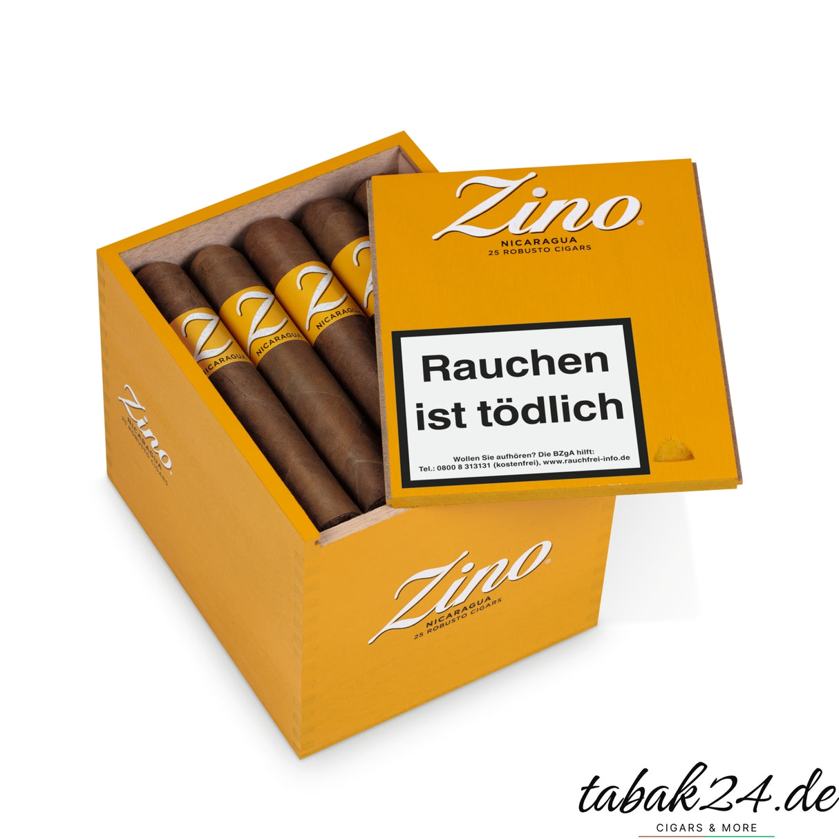 Zino Nicaragua Robusto Zigarrenkiste offen mit 25 Zigarren sichtbar