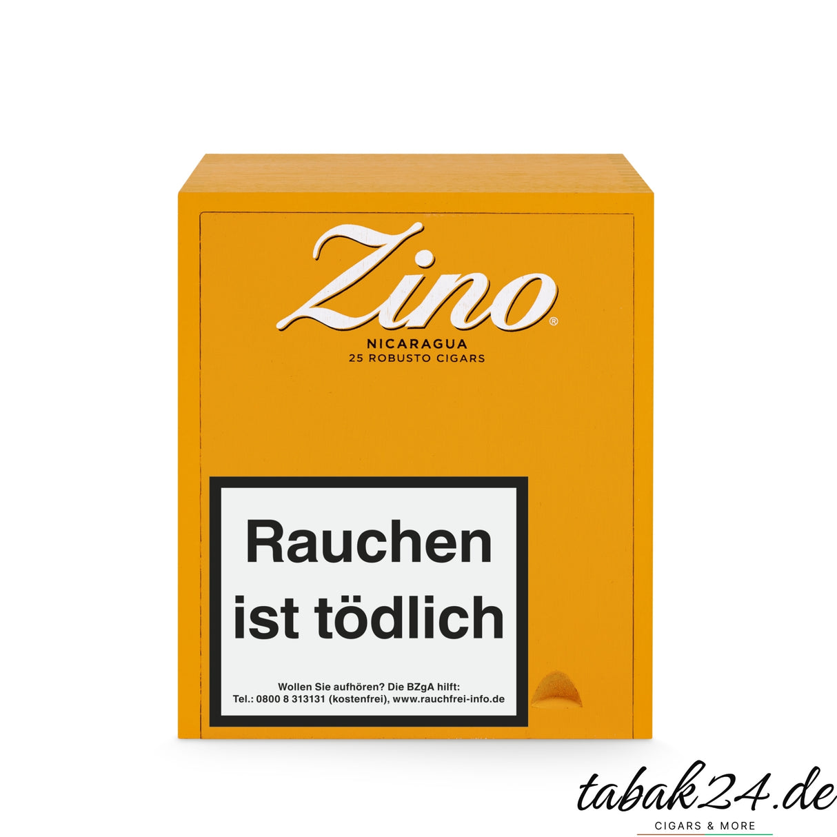 Zino Nicaragua Robusto Zigarrenkiste 25er, orange mit weißem Logo