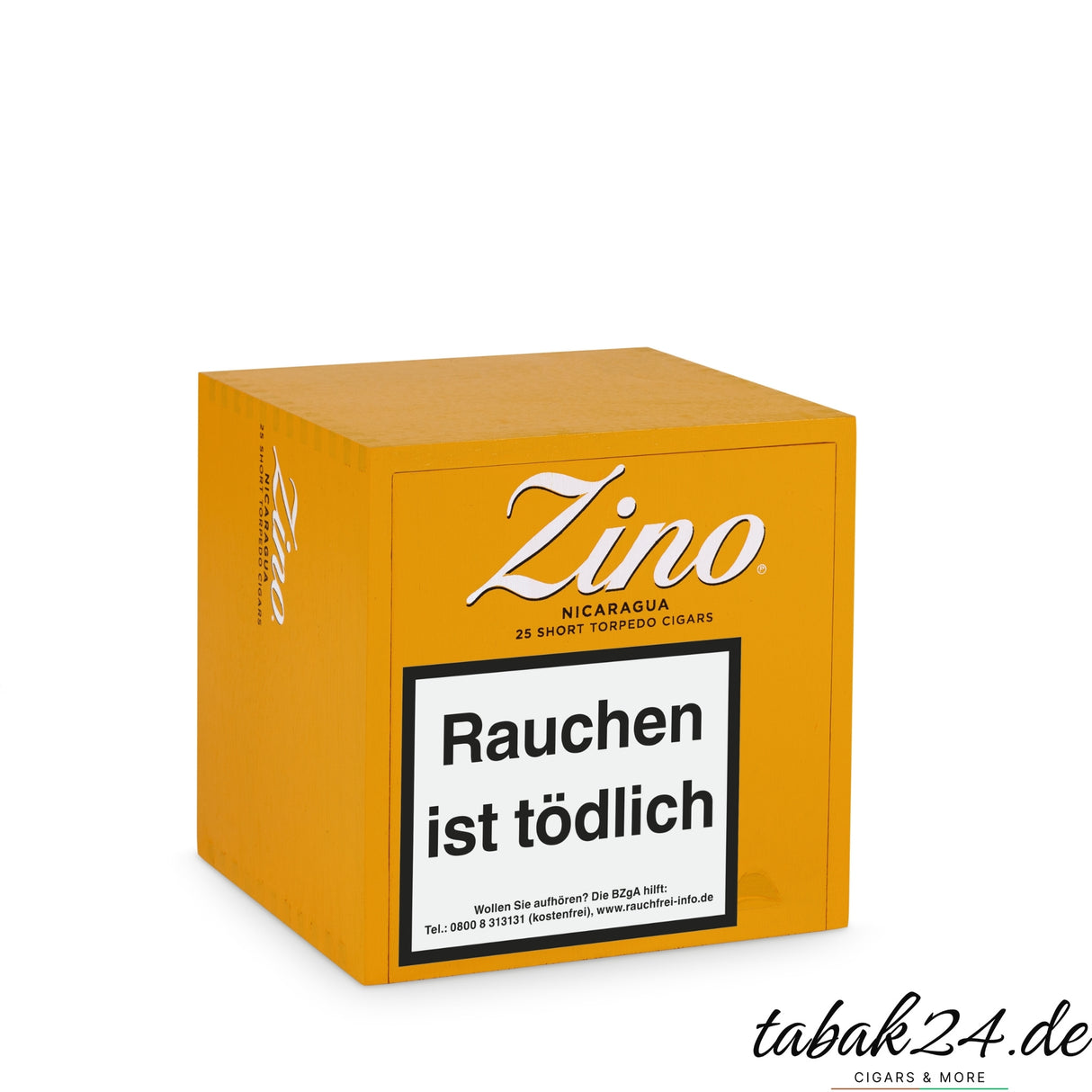 Zino Nicaragua Short Torpedo Zigarrenkiste mit 25 Stück, geschlossen und gelb