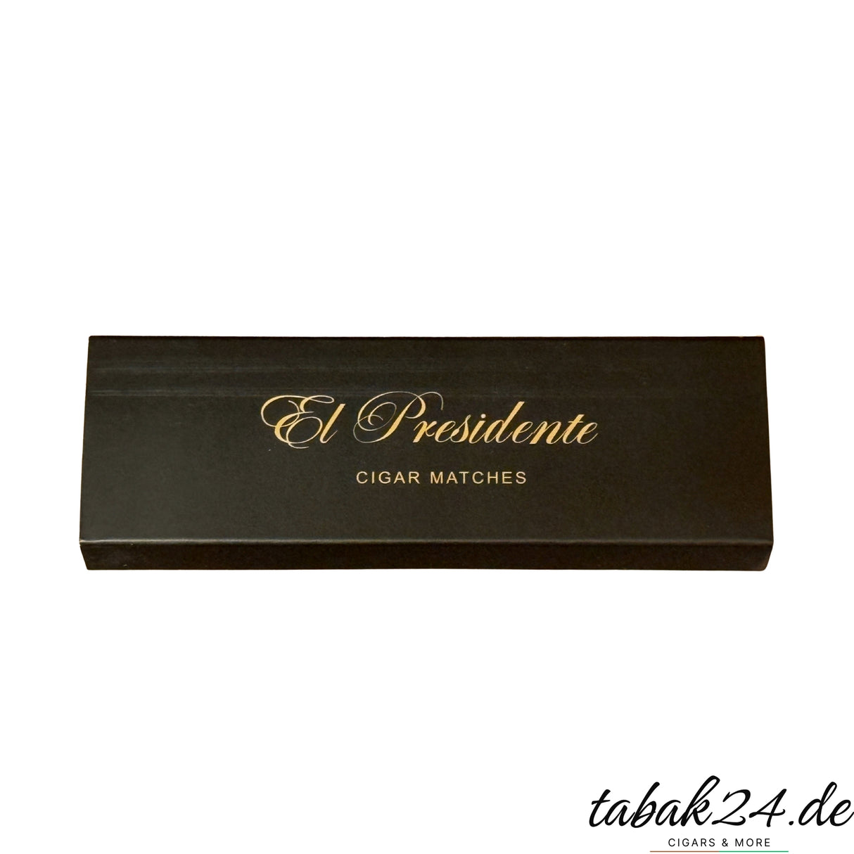 Elegante schwarze Zigarrenstreichhölzer mit Goldschrift von El Presidente