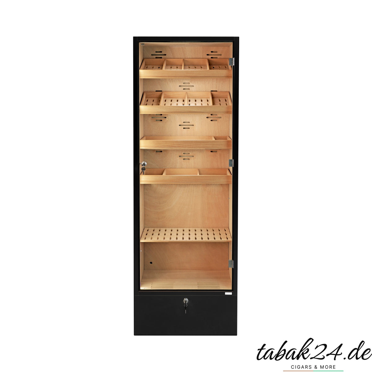 Adorini Portofino Humidorschrank schwarz mit Trays aus Spanischer Zeder