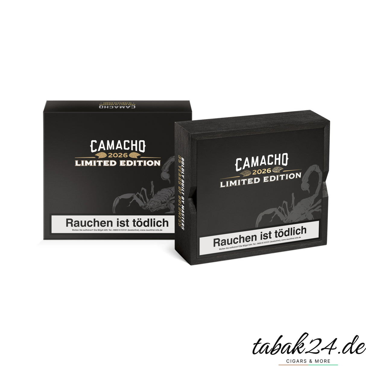 Camacho Limited Edition 2026 – Holzkiste Seitenansicht geschlossen