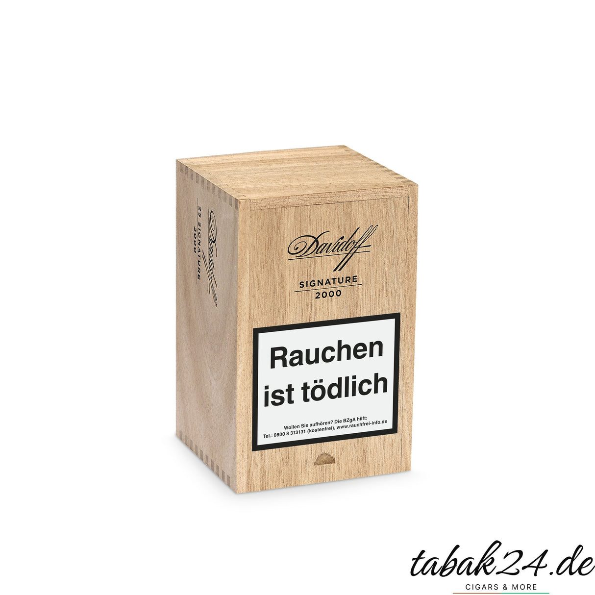 Davidoff Signature 2000 Zigarrenkiste aus Holz mit Warnhinweis
