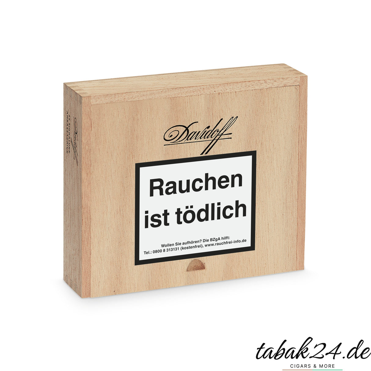 Geschlossene Davidoff Signature Ambassadrice Kiste mit Warnhinweis vorne