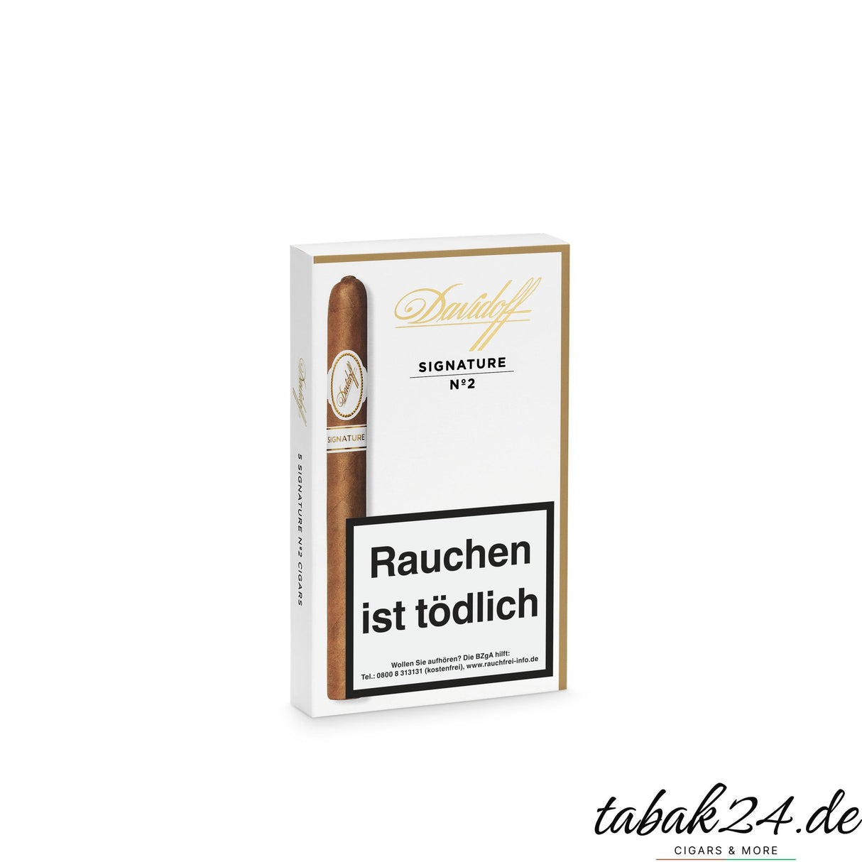 5er-Packung Davidoff Signature No. 2 Zigarren geschlossen mit Warnhinweis