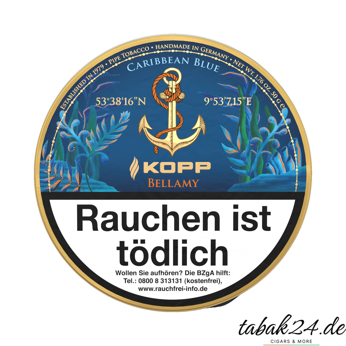 Kopp Tobaccos Caribbean Blue Bellamy Pfeifentabak – 50g Dose