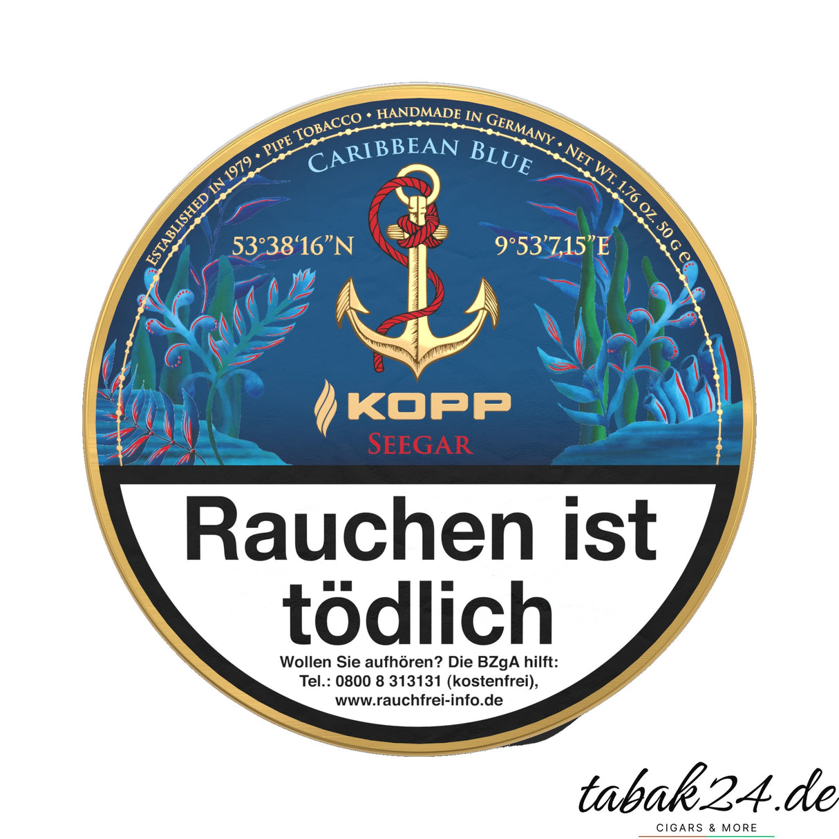 Kopp Tobaccos Caribbean Blue Seegar Pfeifentabak – 50g Dose