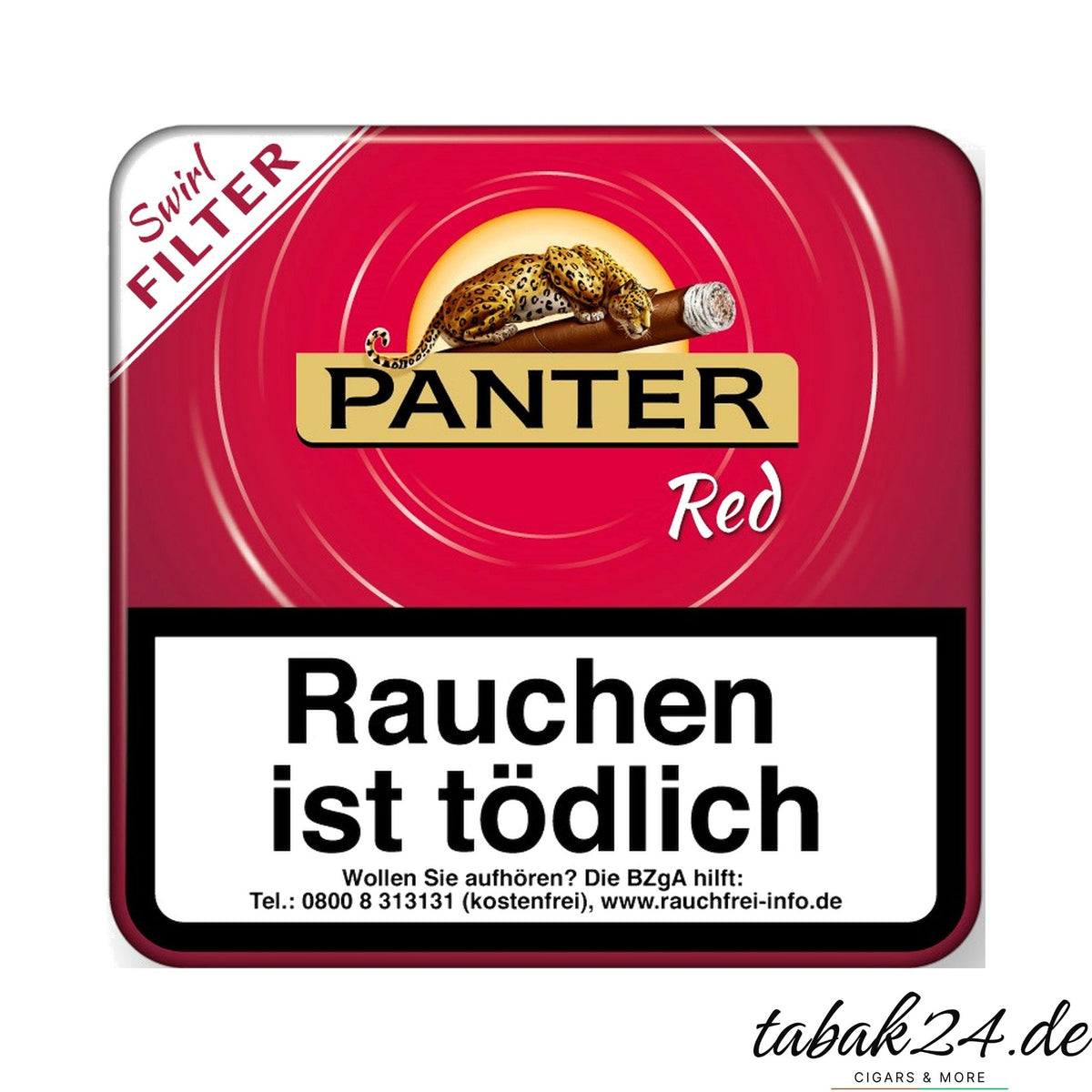 Panter Swirl Red Filter Zigarillos mit Doppelfilter in der 20er Blechdose
