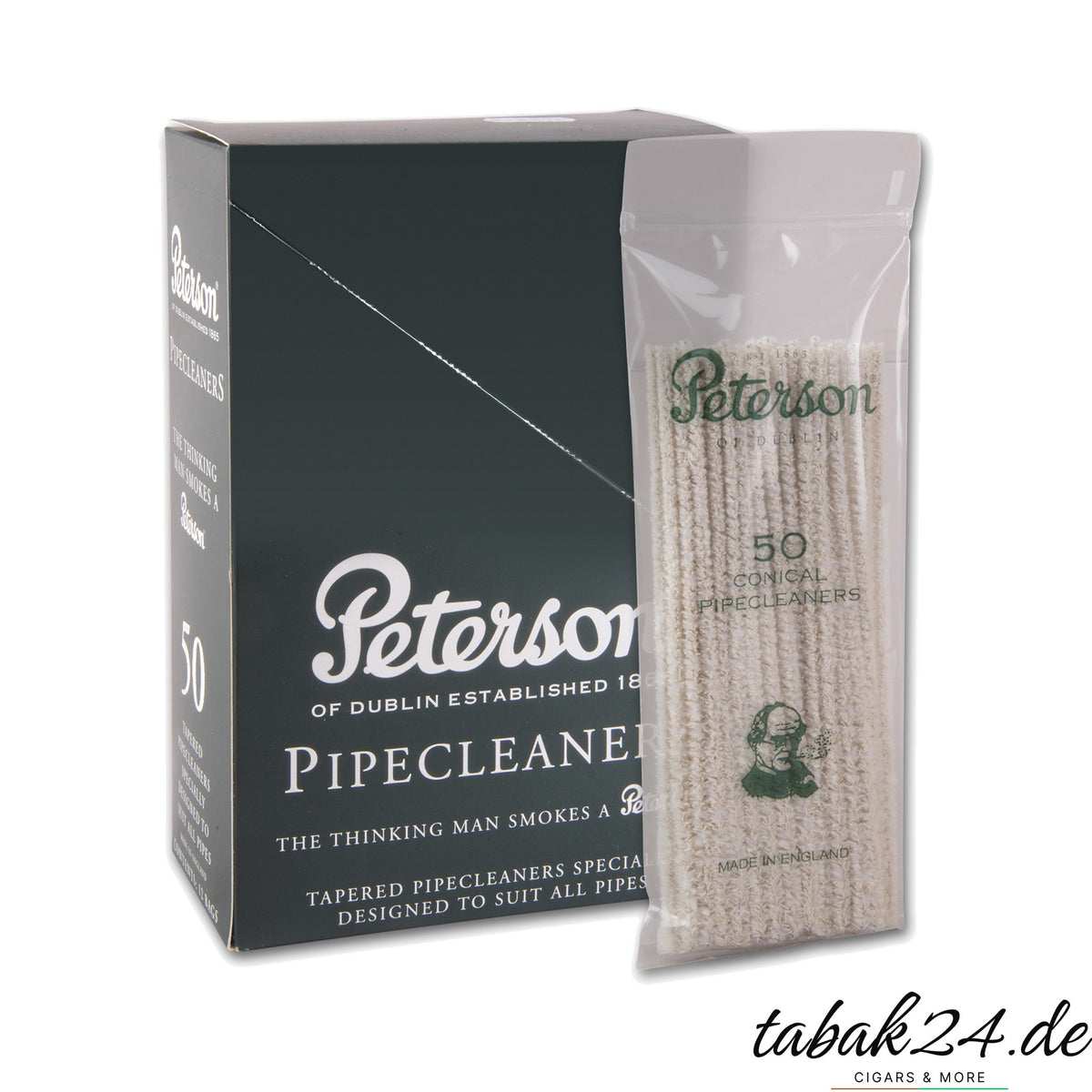 Peterson Pfeifenreiniger konisch weiß, 50 Stück Packung