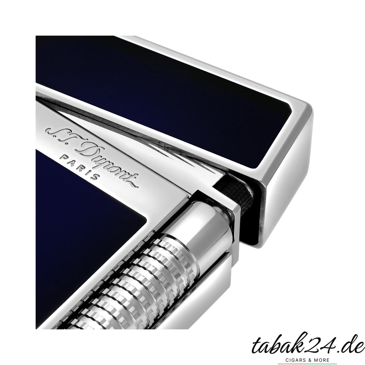 S.T. Dupont Le Grand C23013N Blau Sunburst Palladium – Nahaufnahme Scharnier
