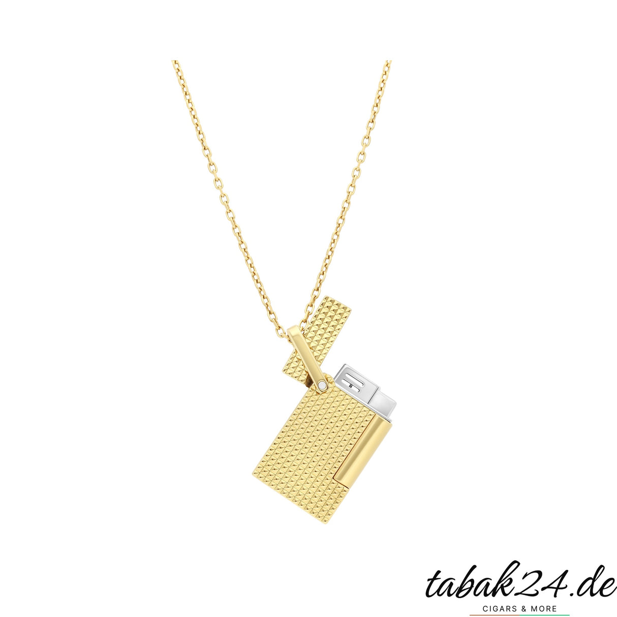 S.T. Dupont Feuerzeug-Halskette Chrom Gold – Anhänger an Kette