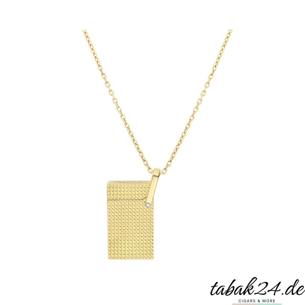 S.T. Dupont Feuerzeug-Halskette Chrom Gold – Guilloché-Musterdetail