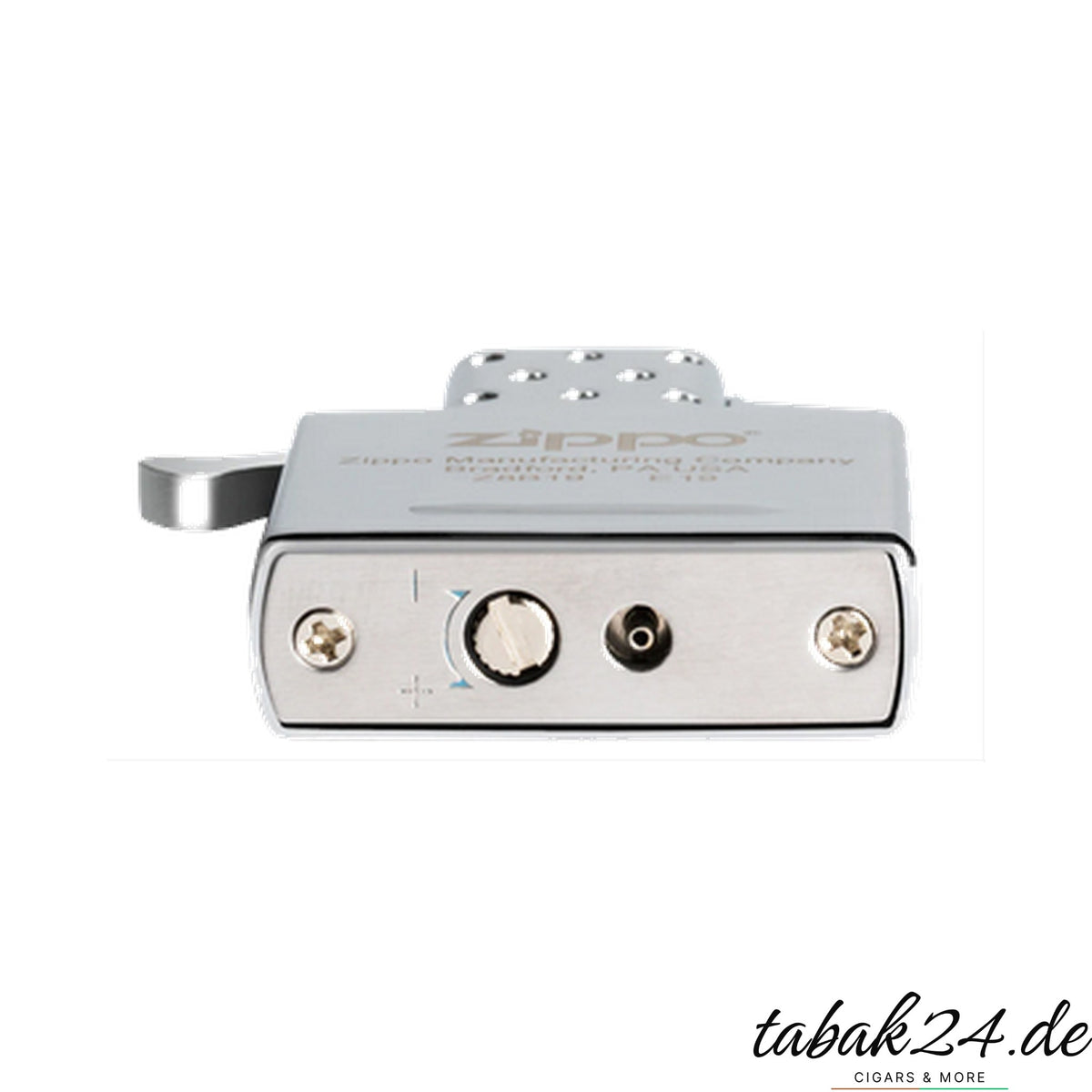 Zippo Gaseinsatz Single Jet Flame – Unterseite mit Füllventil