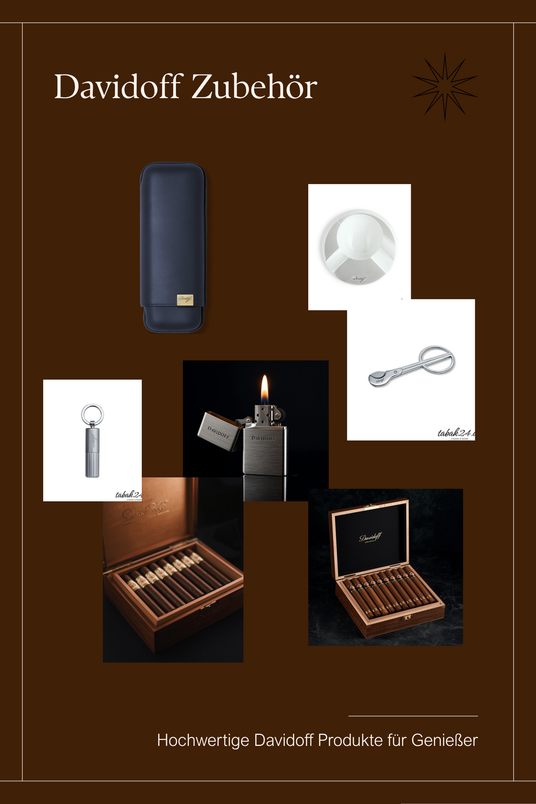 Davidoff Zubehör Collage: Etui, Schere, Duocut und Aschenbecher